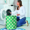 Teal Polka Dot Laundry Basket-grizzshop