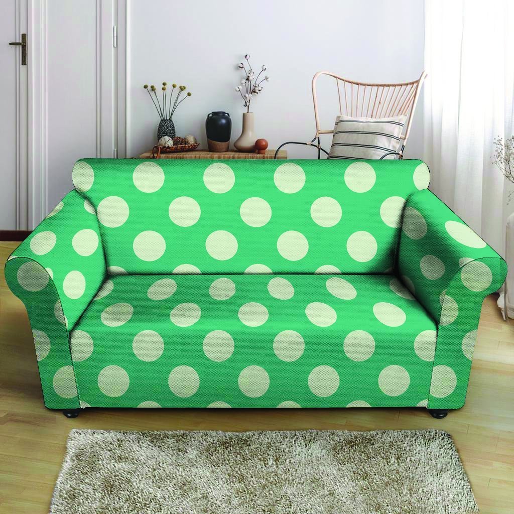 Teal Polka Dot Loveseat Cover-grizzshop