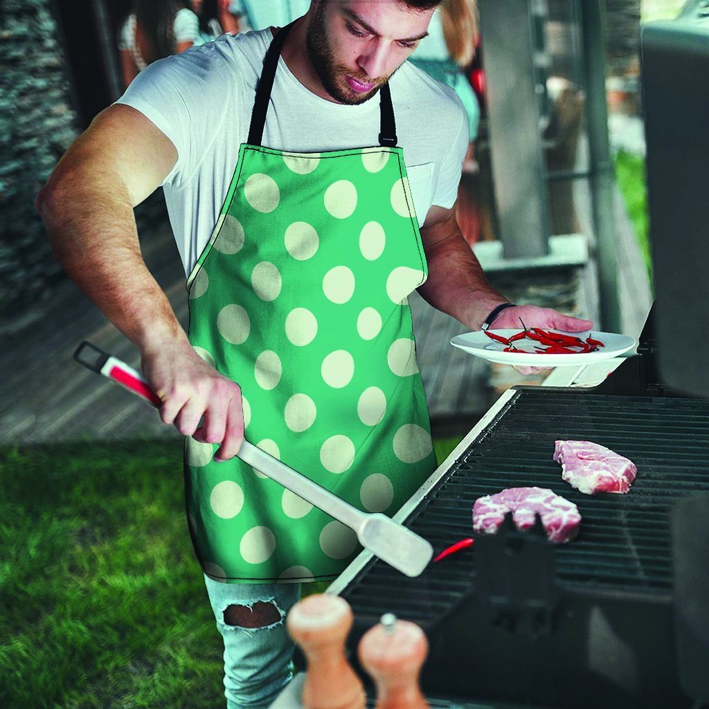 Teal Polka Dot Men's Apron-grizzshop