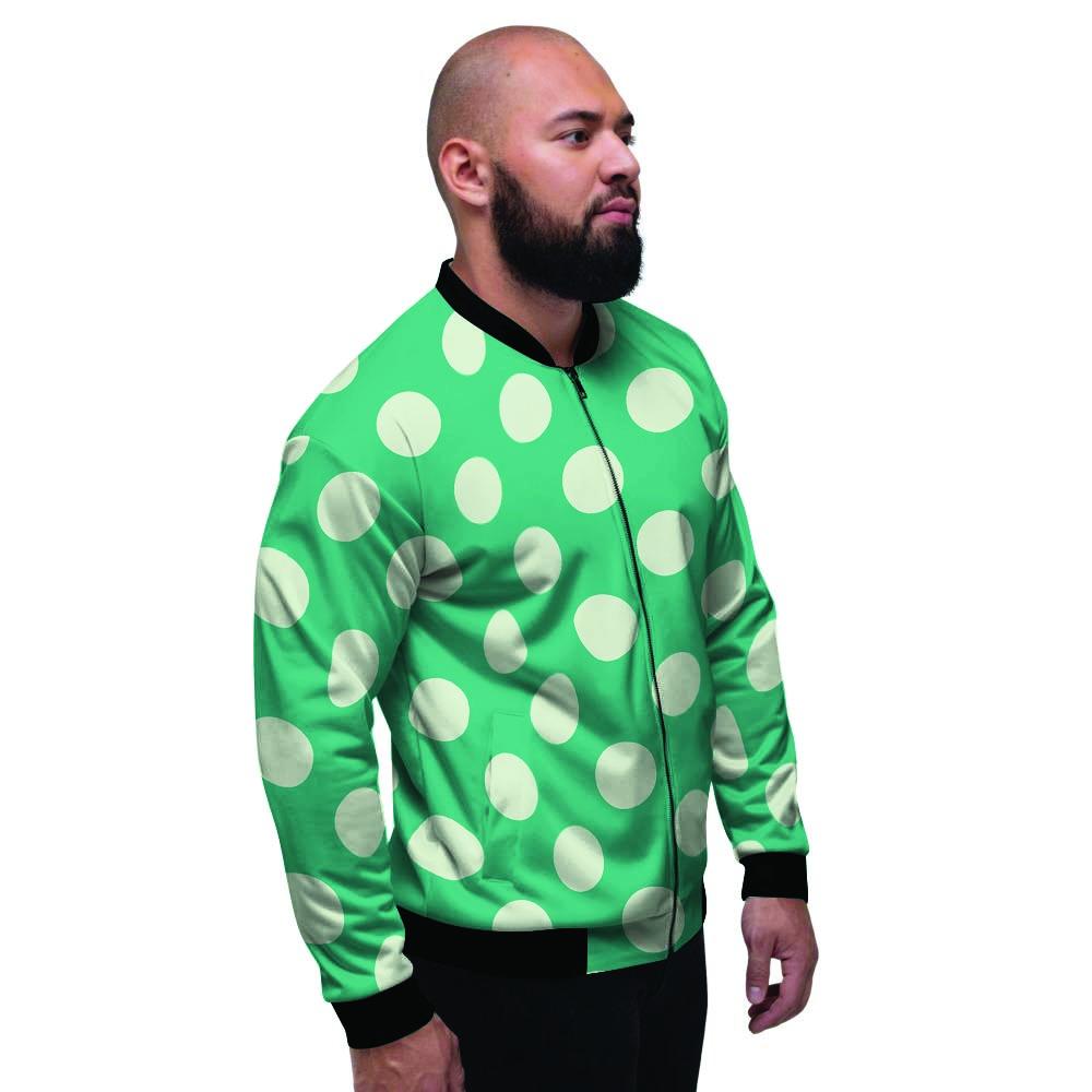 Teal Polka Dot Men's Bomber Jacket-grizzshop