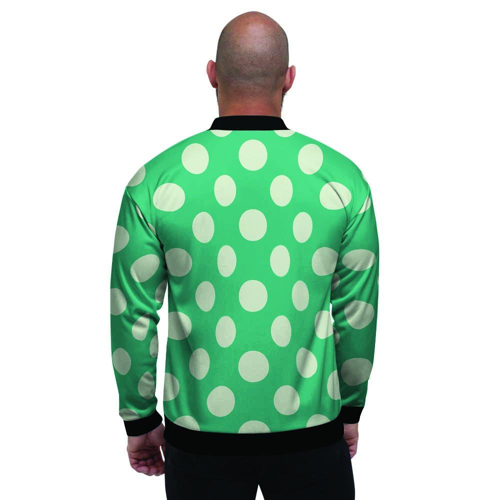 Teal Polka Dot Men's Bomber Jacket-grizzshop