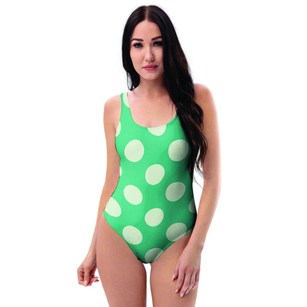 Teal Polka Dot One Piece Swimsuite-grizzshop