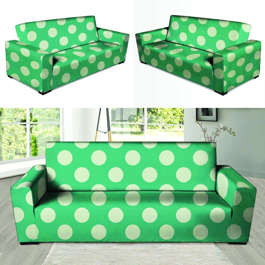 Teal Polka Dot Sofa Cover-grizzshop