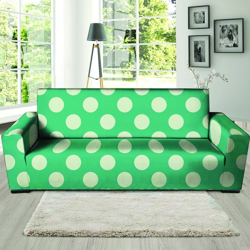 Teal Polka Dot Sofa Cover-grizzshop