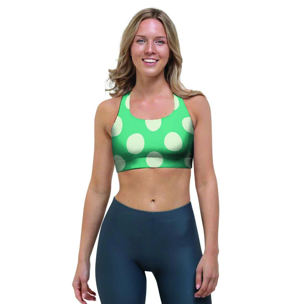 Teal Polka Dot Sports Bra-grizzshop