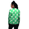 Teal Polka Dot Women's Bomber Jacket-grizzshop