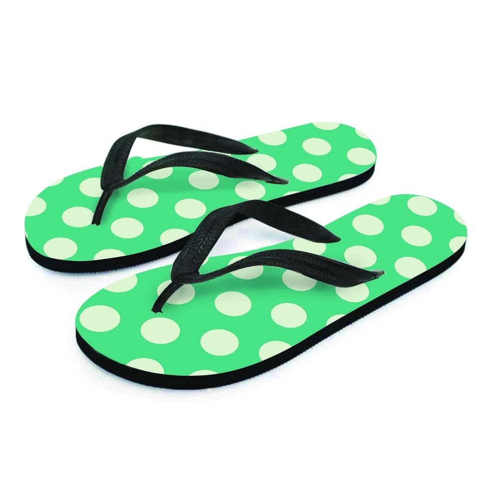 Teal Polka Dot Women's Flip Flops-grizzshop