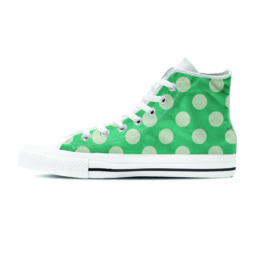 Teal Polka Dot Women's High Top Shoes-grizzshop