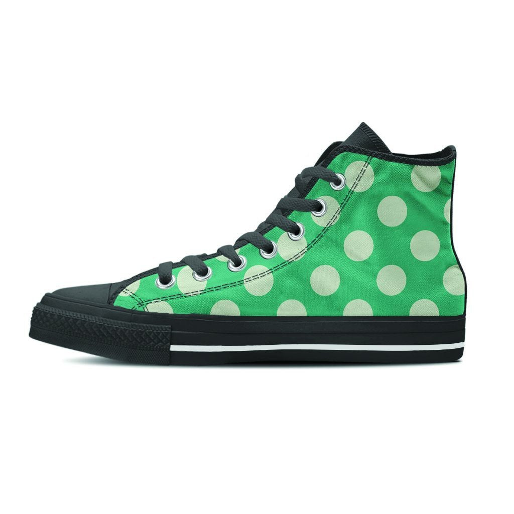 Teal Polka Dot Women's High Top Shoes-grizzshop