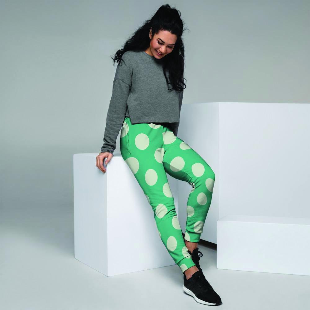 Teal Polka Dot Women's Joggers-grizzshop