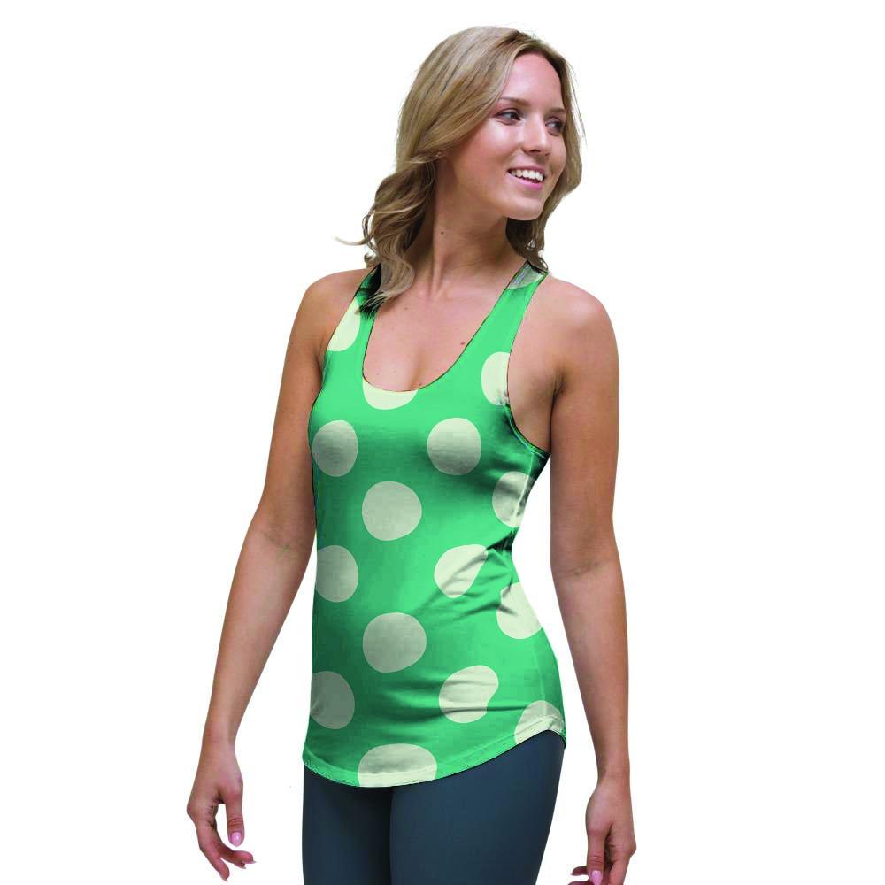 Teal Polka Dot Women's Racerback Tank Top-grizzshop
