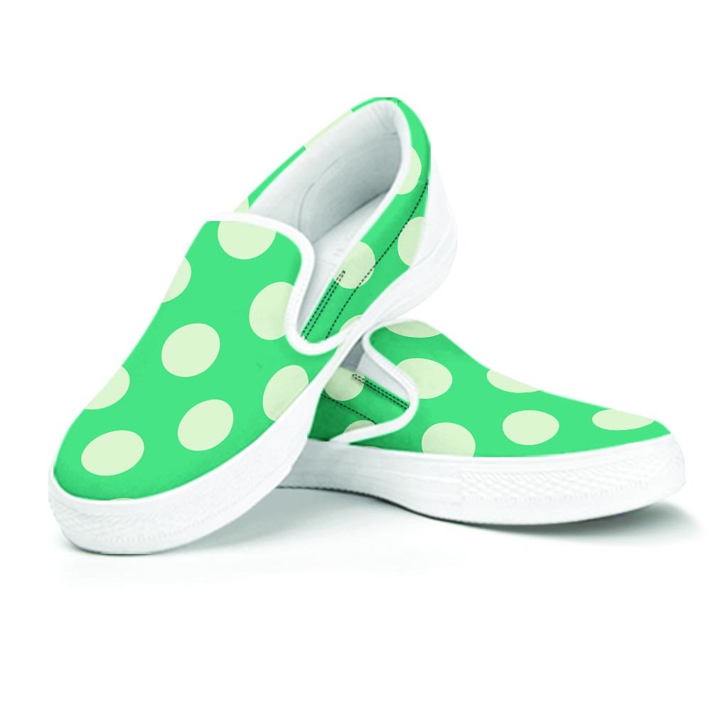 Teal Polka Dot Women's Slip On Sneakers-grizzshop