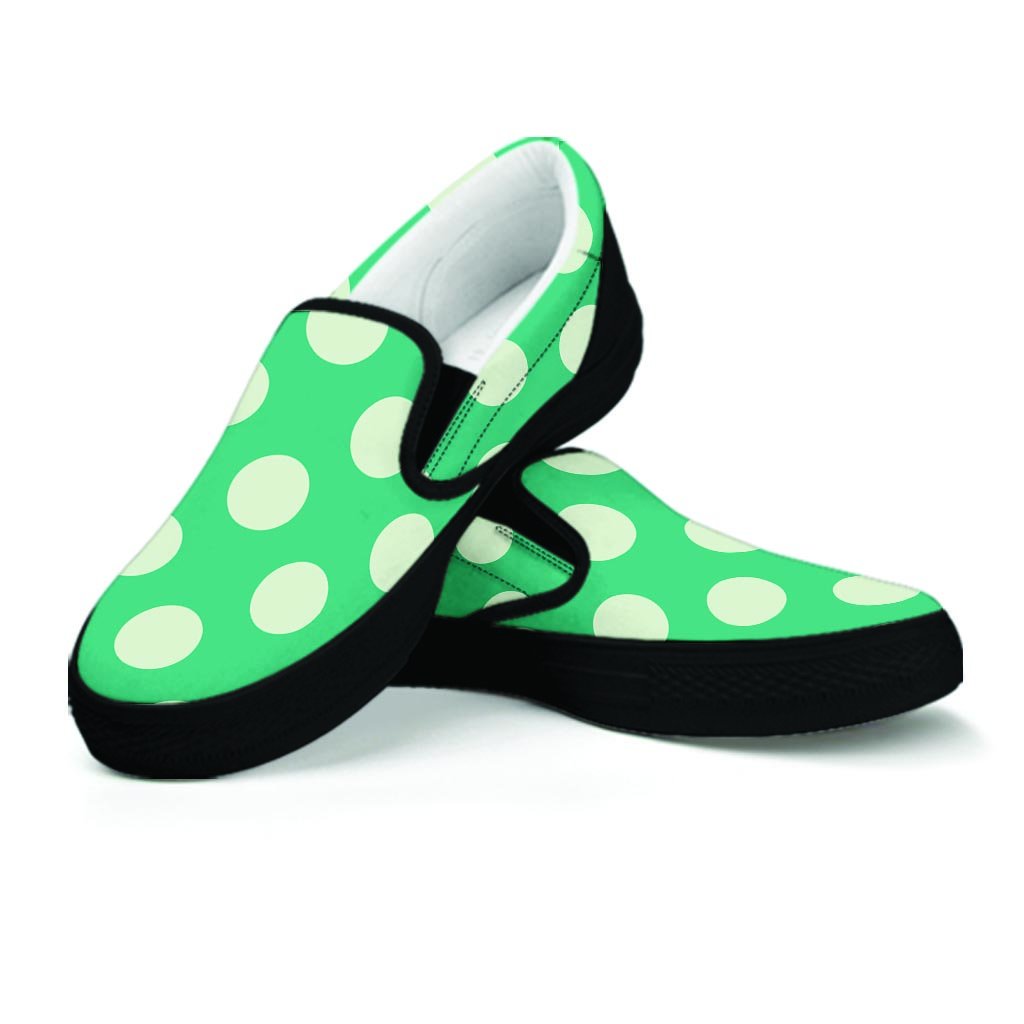 Teal Polka Dot Women's Slip On Sneakers-grizzshop