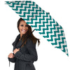 Teal Wave Striped Print Umbrella-grizzshop