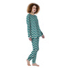 Teal Wave Striped Print Women's Pajamas-grizzshop