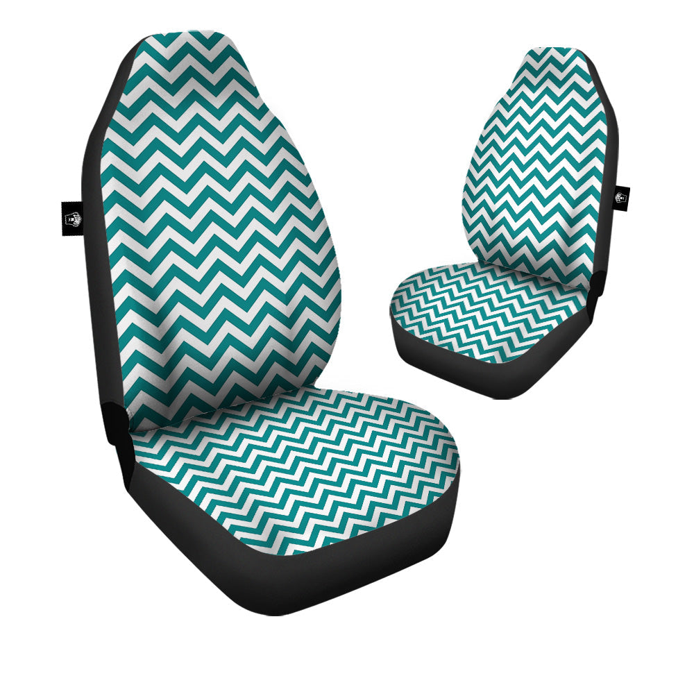 Teal Zigzag Print Pattern Car Seat Covers-grizzshop