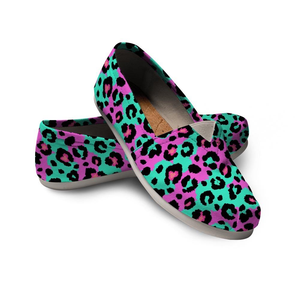 Teal Pink Leopard Canvas Shoes-grizzshop