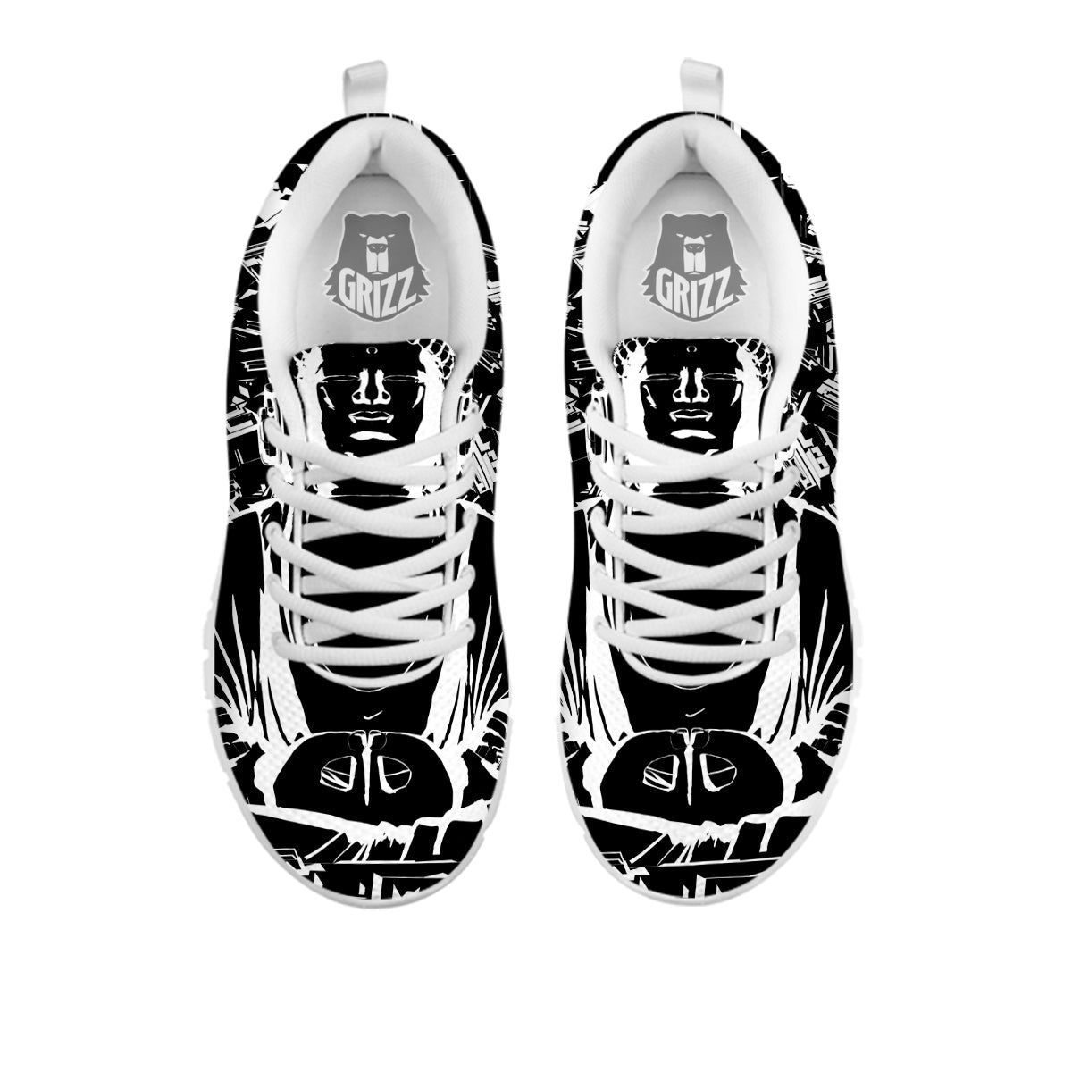 Technical Buddha Black And White Print White Sneaker-grizzshop