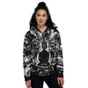 Technical Buddha Black And White Print Women's Bomber Jacket-grizzshop