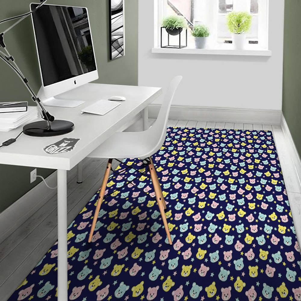 Teddy Bear Cartoon Print Pattern Floor Mat-grizzshop