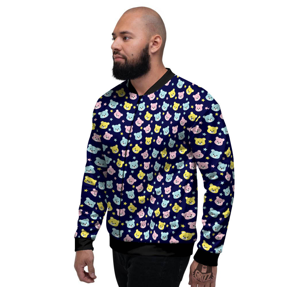 Teddy Bear Cartoon Print Pattern Men's Bomber Jacket-grizzshop