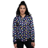 Teddy Bear Cartoon Print Pattern Women's Bomber Jacket-grizzshop