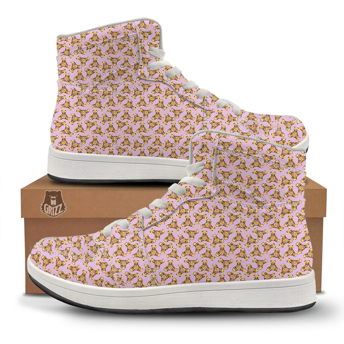 Teddy Bear Cute Print Pattern High Top Sneakers-grizzshop