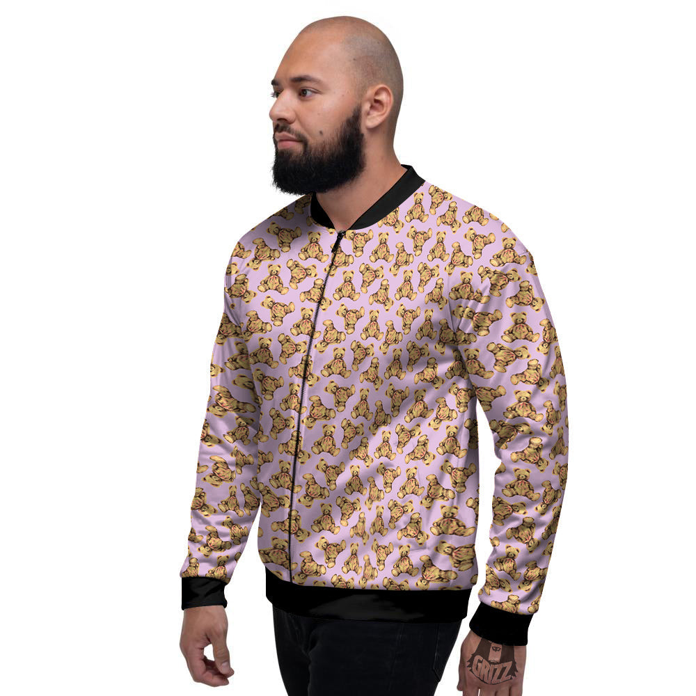 Teddy Bear Cute Print Pattern Men's Bomber Jacket-grizzshop
