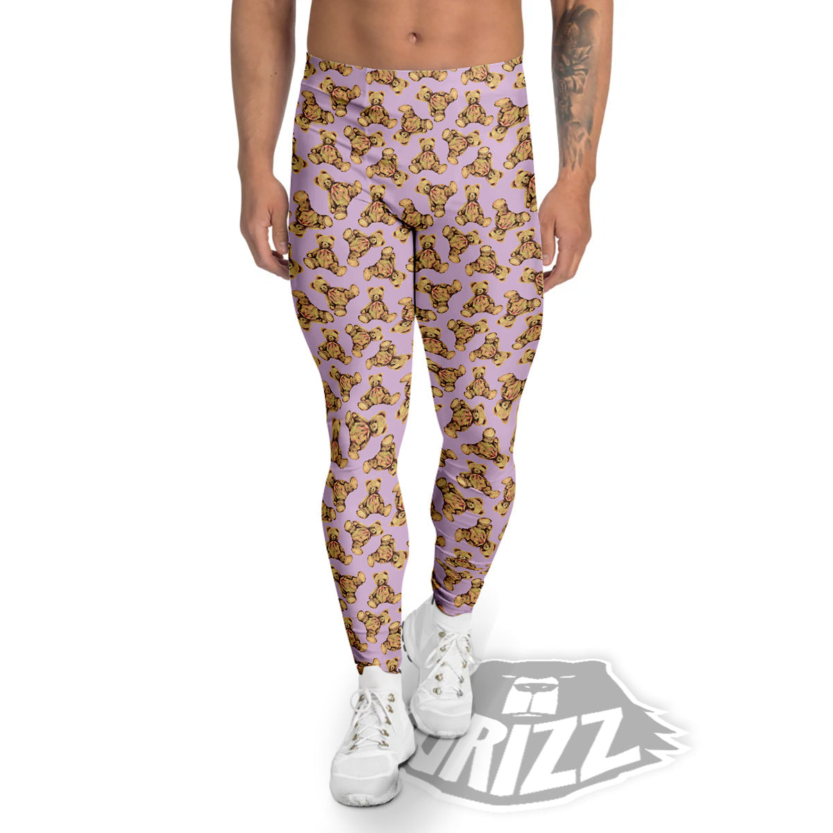 Teddy Bear Cute Print Pattern Men's Leggings-grizzshop