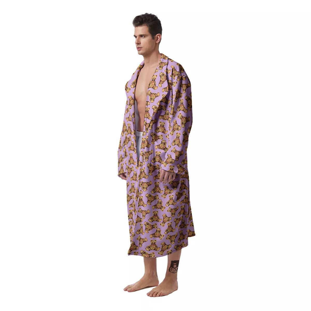 Teddy Bear Cute Print Pattern Men's Robe-grizzshop