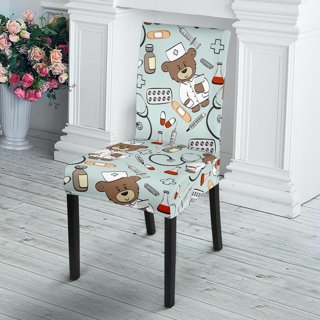 Teddy Bear Nurse Pattern Print Chair Cover-grizzshop