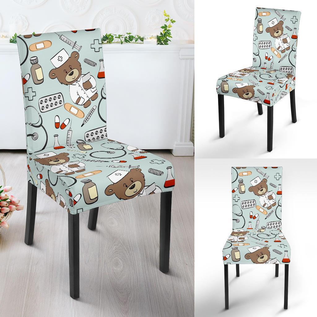 Teddy Bear Nurse Pattern Print Chair Cover-grizzshop