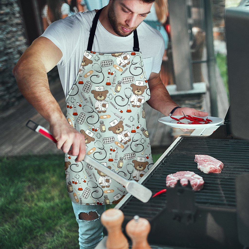 Teddy Bear Nurse Pattern Print Men's Apron-grizzshop