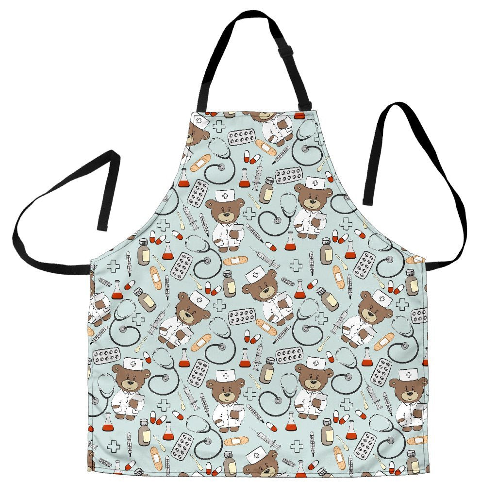 Teddy Bear Nurse Pattern Print Men's Apron-grizzshop