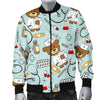 Teddy Bear Nurse Pattern Print Men's Bomber Jacket-grizzshop