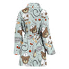 Teddy Bear Nurse Pattern Print Women Long Robe-grizzshop