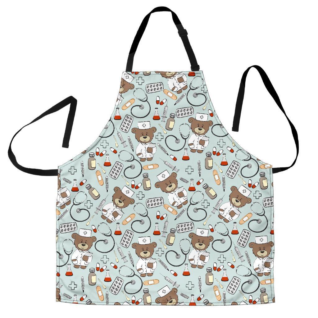 Teddy Bear Nurse Pattern Print Women's Apron-grizzshop