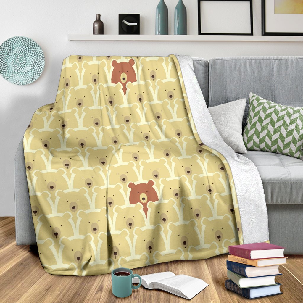 Teddy Bear Pattern Print Blanket-grizzshop