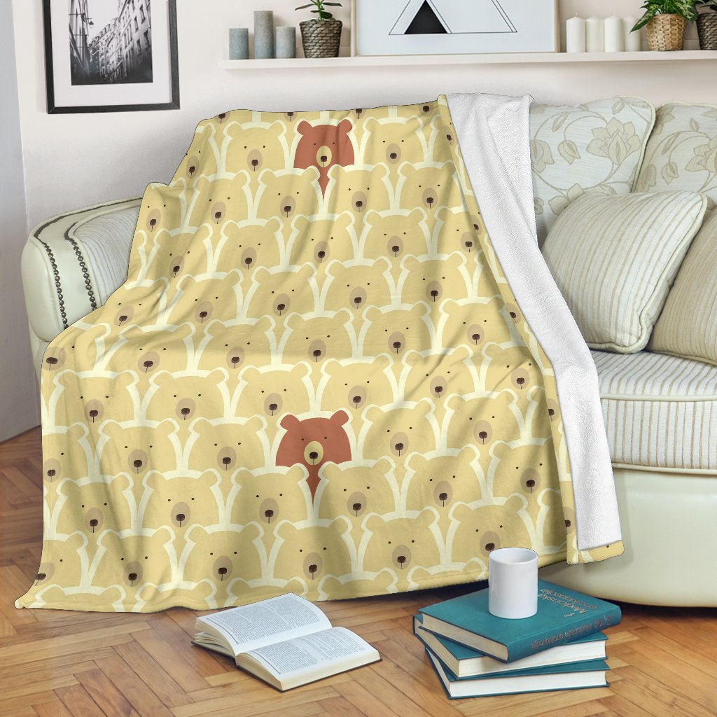 Teddy Bear Pattern Print Blanket-grizzshop