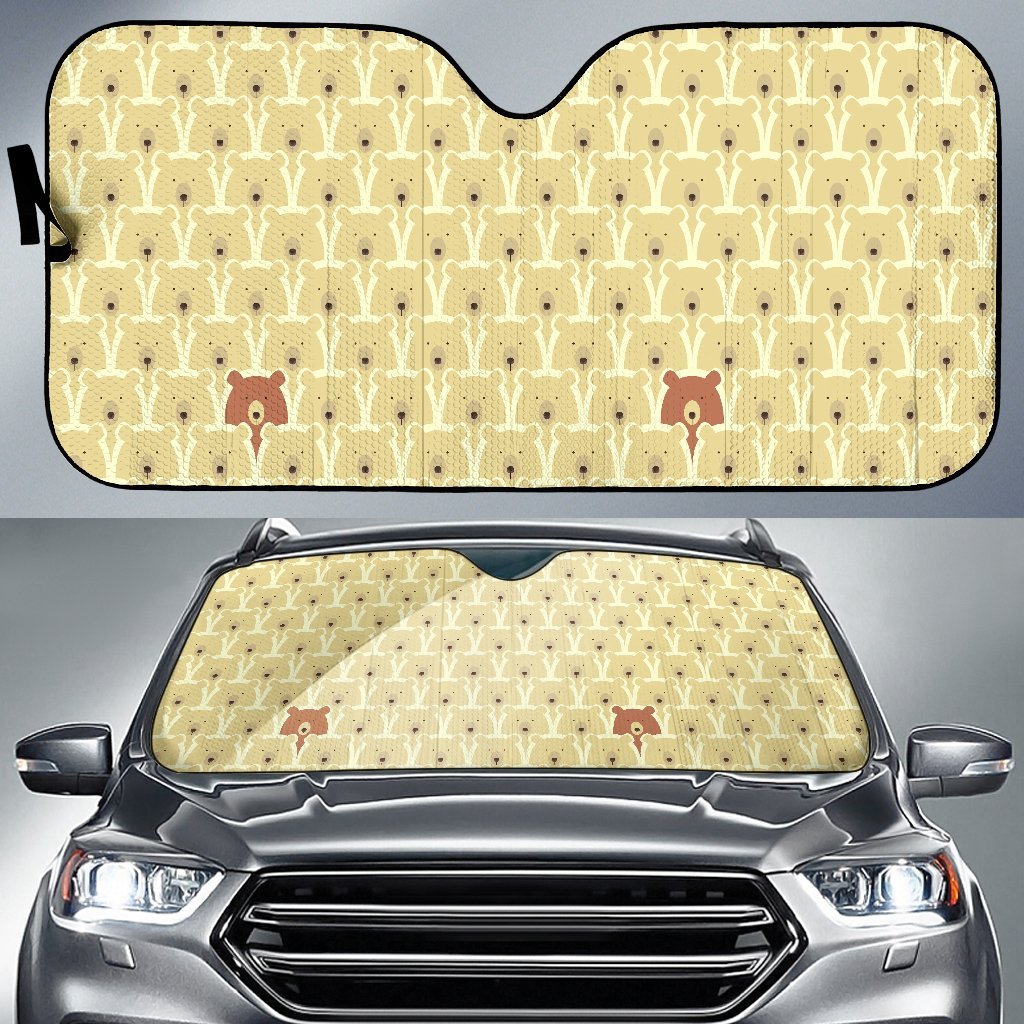 Teddy Bear Pattern Print Car Sun Shade-grizzshop