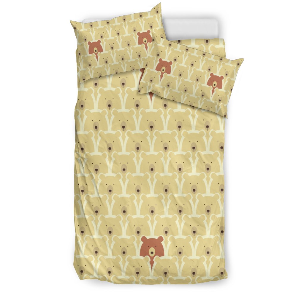 Teddy Bear Pattern Print Duvet Cover Bedding Set-grizzshop