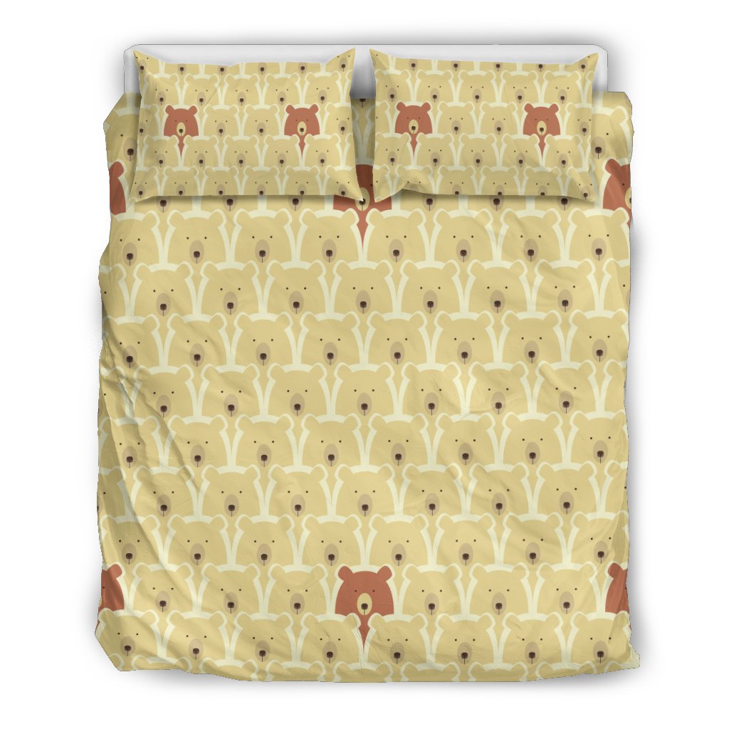 Teddy Bear Pattern Print Duvet Cover Bedding Set-grizzshop