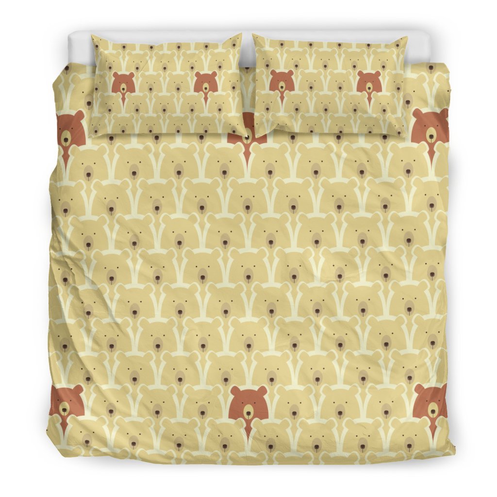 Teddy Bear Pattern Print Duvet Cover Bedding Set-grizzshop