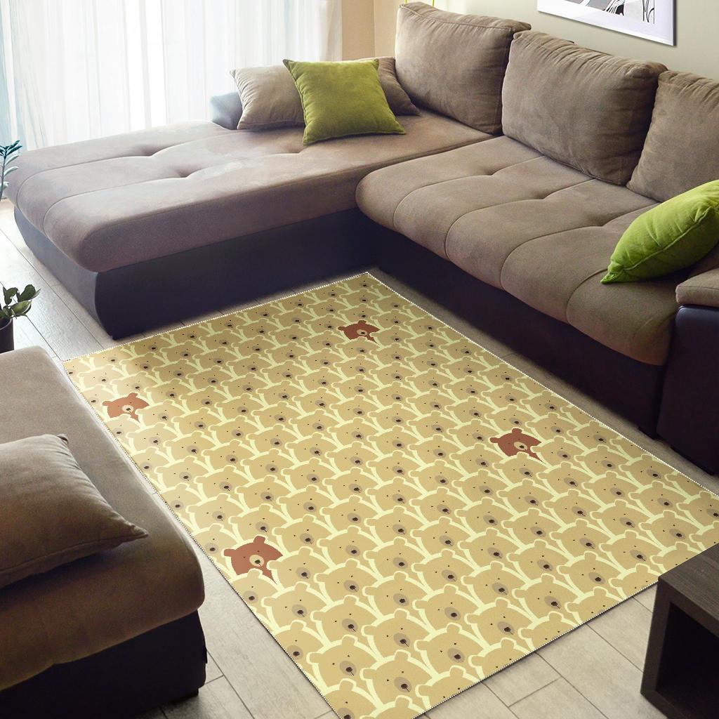 Teddy Bear Pattern Print Floor Mat-grizzshop