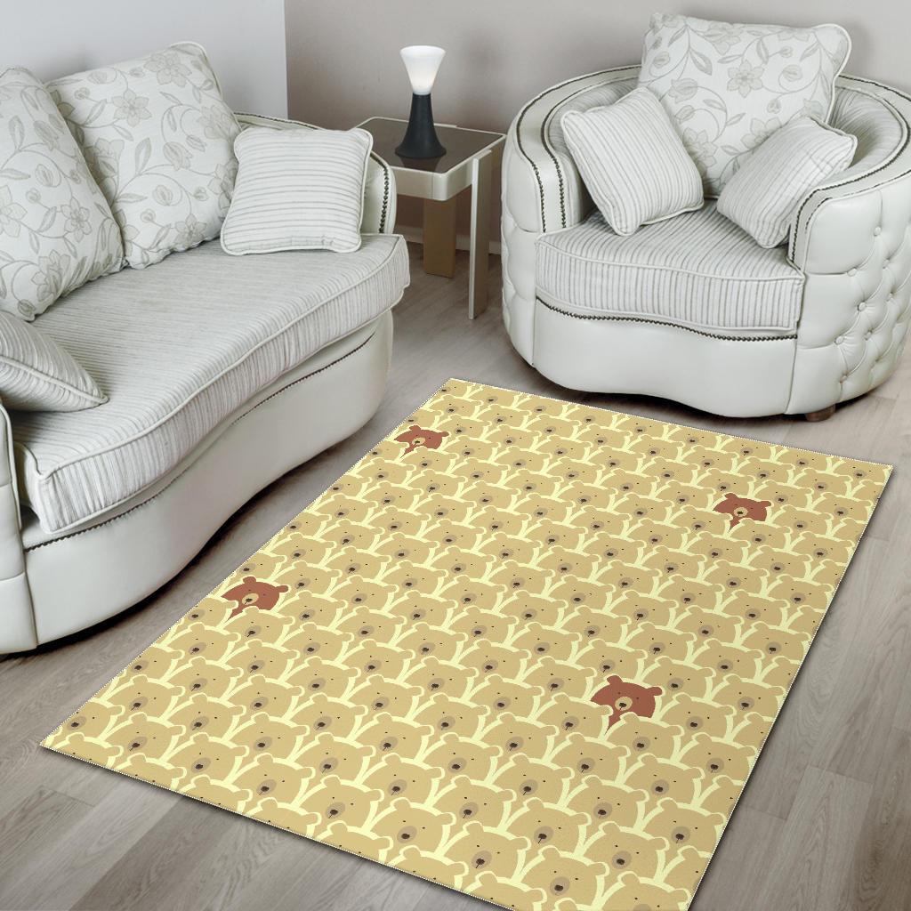 Teddy Bear Pattern Print Floor Mat-grizzshop