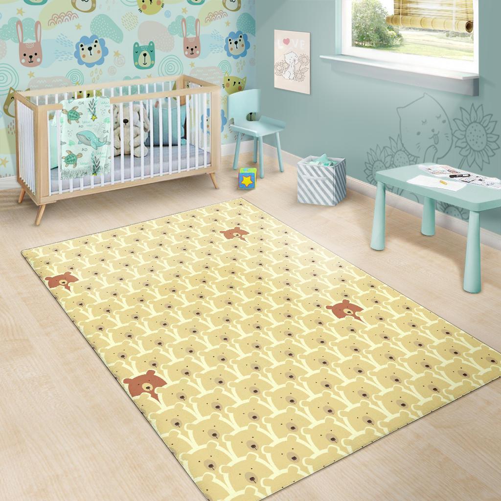 Teddy Bear Pattern Print Floor Mat-grizzshop