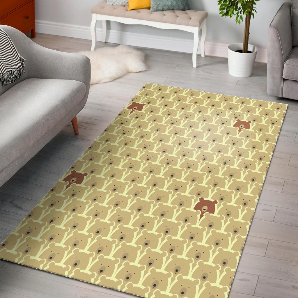 Teddy Bear Pattern Print Floor Mat-grizzshop