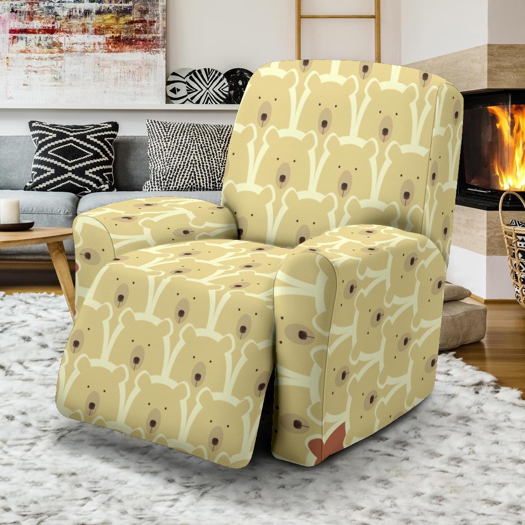 Teddy Bear Pattern Print Recliner Cover-grizzshop