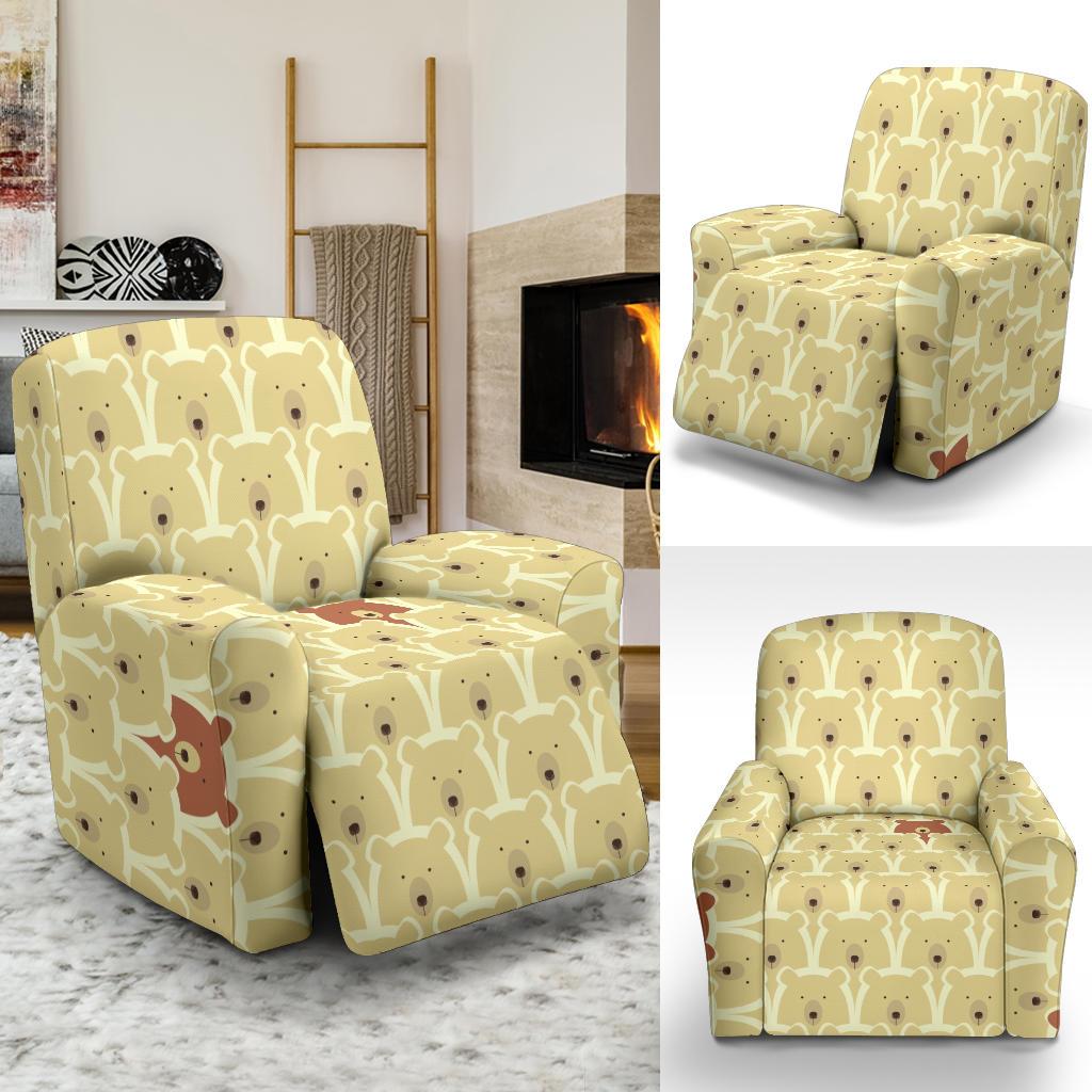 Teddy Bear Pattern Print Recliner Cover-grizzshop