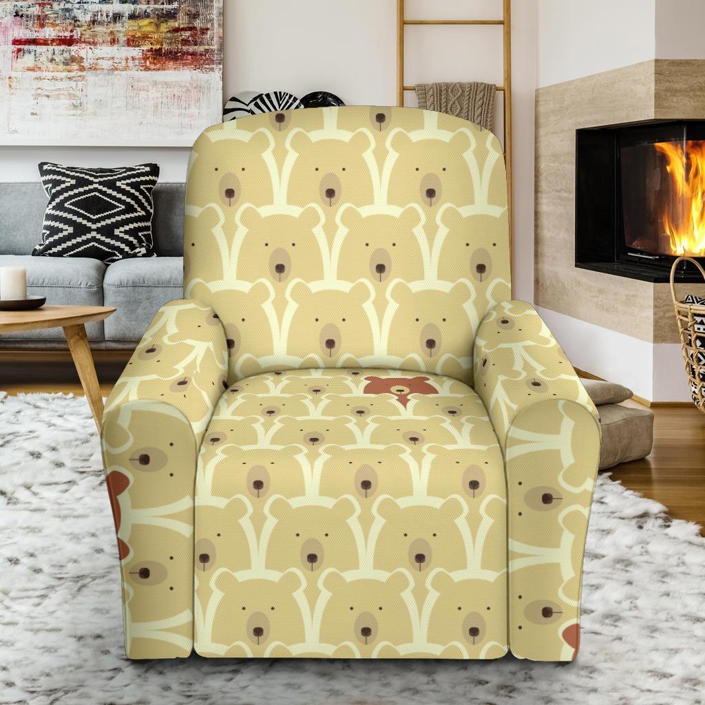 Teddy Bear Pattern Print Recliner Cover-grizzshop